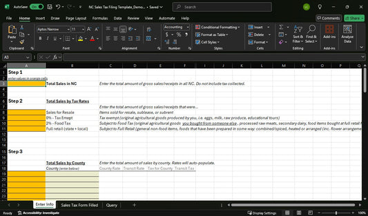NC Sales Tax Spreadsheet with Auto-Updating County Rates