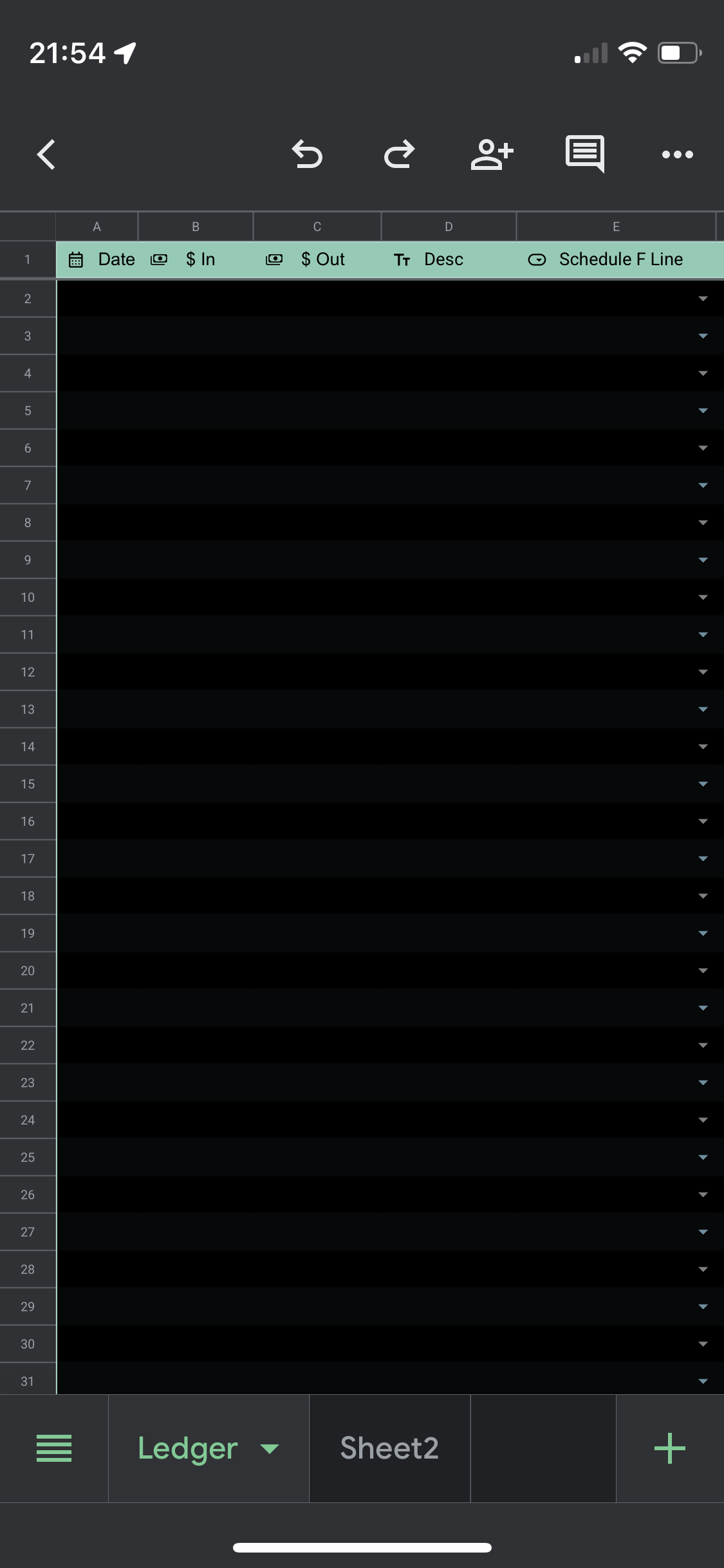 Companion Spreadshhet - Schedule F Ledger for Farmers