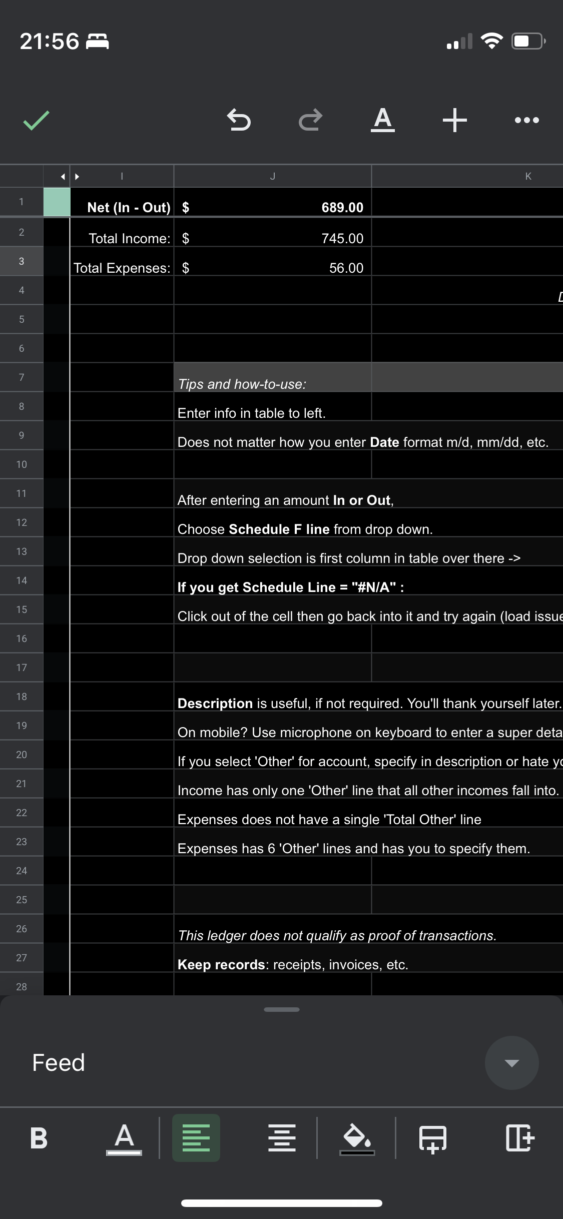 Companion Spreadshhet - Schedule F Ledger for Farmers