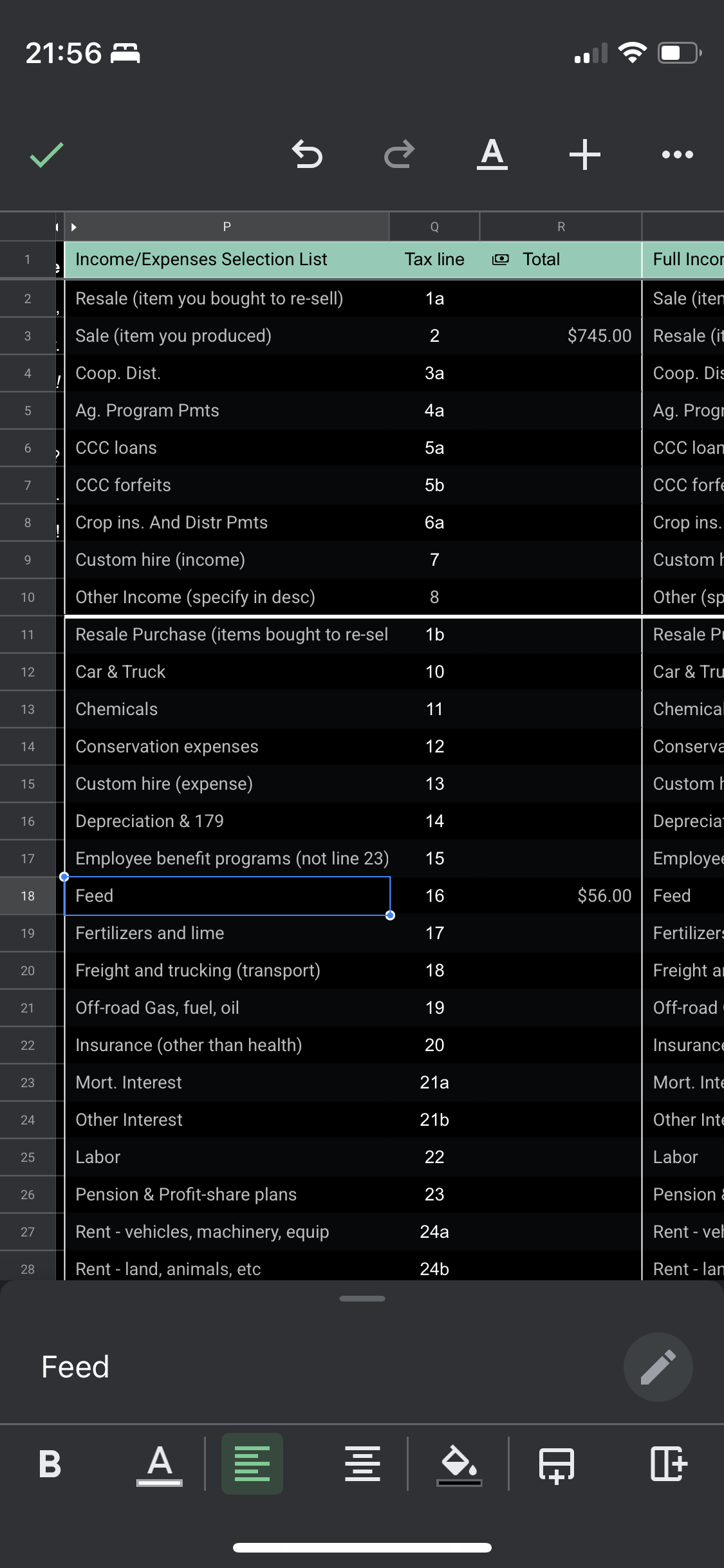 Companion Spreadshhet - Schedule F Ledger for Farmers