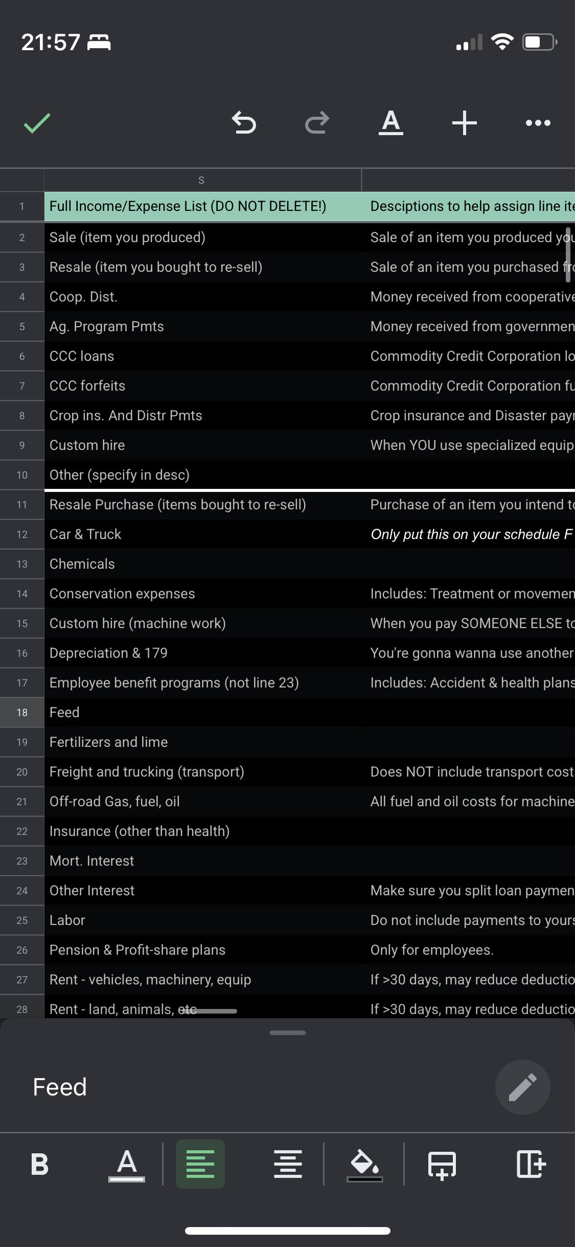 Companion Spreadshhet - Schedule F Ledger for Farmers